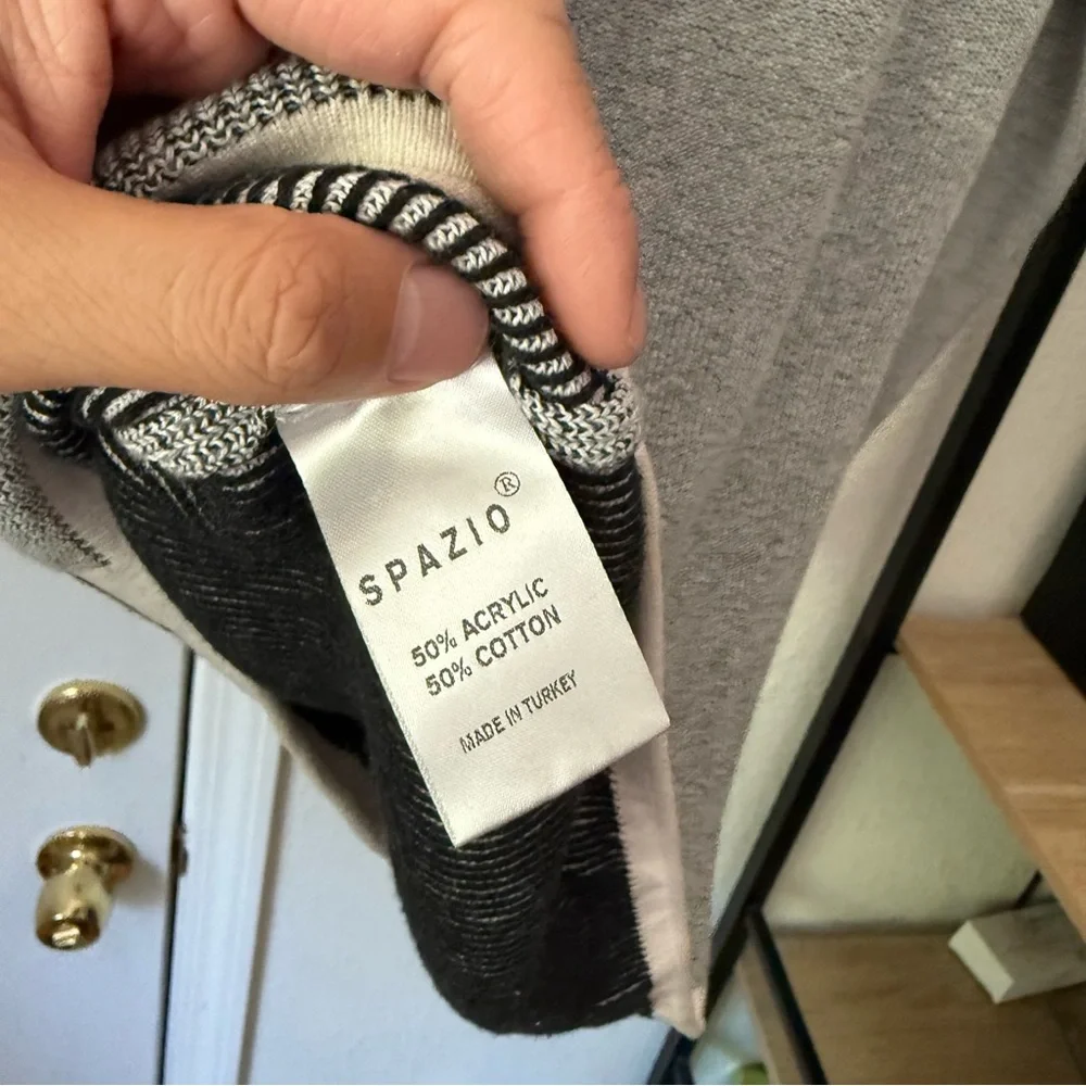 SPAZIO grey‎ slim fit crew neck long sleeve pullover sweater